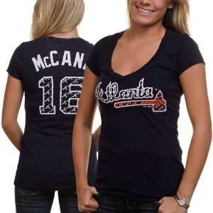  Brian McCann Atlanta Braves #16 Repeating Logo V Neck Premium T 