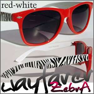 Mens New Wayfarer Glasses Zebra Sunglasses Retro 80s  