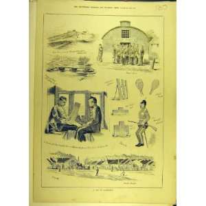  1880 Aldershot Military Sketches Old Print