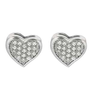   Micro Pave Anti Tarnish Heart Stud Earrings 925 Sterling Silver  