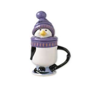 Penguin Skate Covered Mug   Purple Hat 