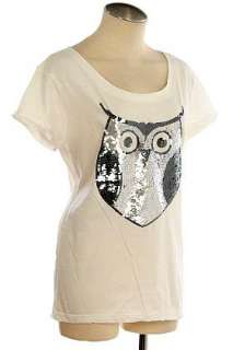 Owl Dressed Up Sequin Owl Tee Shirt T Shirt Size S, M, L  