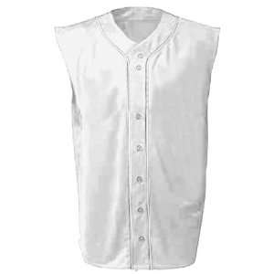 A4 Sleeveless Full Button Custom Baseball Jerseys Youth WHITE (WHT) YL 