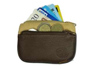 Small Real Leather 3 zipped compartment key money pouch card holder 