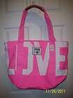 NWT VICTORIAS SECRET LOVE PINK LARGE ZIPPERED PINK CANVAS TOTE BAG