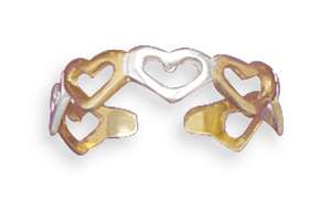 Sterling Silver and 14 Karat Gold Plated Heart Toe Ring  