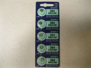 SONY WATCH BATTERY 364 SR621SW 1.55V 5PCS NEW  