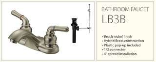 Bathroom Faucet LB3B, 4 Spread, Brushed Nickel Finish, LessCare Brand 