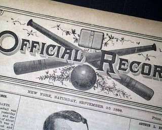 Very Rare 19th Century AMERICAN BASEBALL 1886 Newspaper Arthur L 