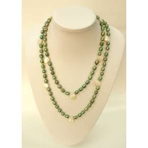  Pearl Necklace w/ MOP Teardrop in 46 Inch Long Everything 