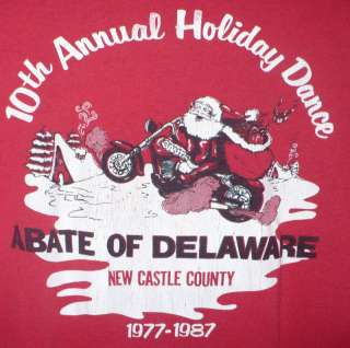 vintage SANTA CLAUS MOTORCYCLE ABATE DELAWARE T SHIRT  