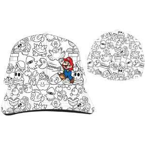  Super Mario Cap Super Mario All white Print w/ Mario Flex 