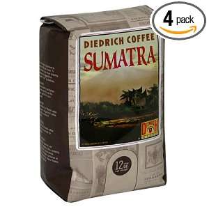 Diedrich Coffee Sumatra, Whole Bean Coffee, 12 Ounce Boxes (Pack of 4 