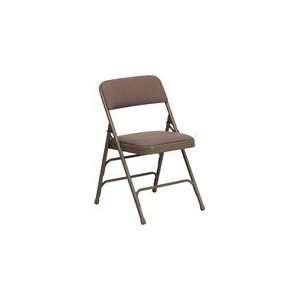   Hinged Beige Fabric Upholstered Metal Folding Chair