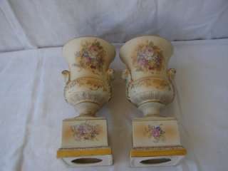 ABINGDON   PAIR OF HAND PAINTED VASES   SIGNED FLORAL  