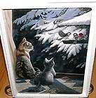   WALL CLOCK Persis Clayton Weirs WINTERS WATCH CAT Bird Plate