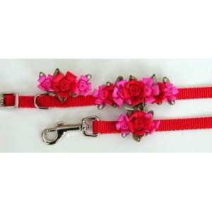  Hot Pink/Red Petal Flower Collar (Size 12 x 3/8 width 