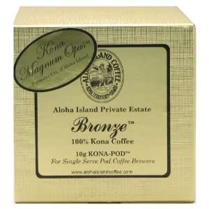 Aloha Island Coffee KONA PODS   Bronze, Premiere Kona Magnum Opus, 10 