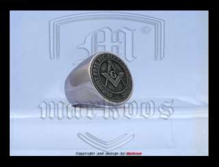 ANCIENT FREE AND ACCEPTED MASONS LODGE STAINLESS STEEL RING SIGNET 