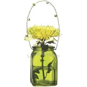  Chartreuse Green Hanging Candle Holder and Vase (square 
