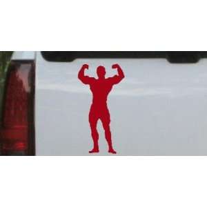 Body Builder Sports Car Window Wall Laptop Decal Sticker    Red 22in X 