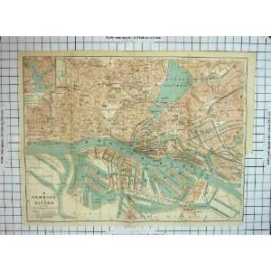    Antique Map Germany Street Plan Hamburg Altona Elbe