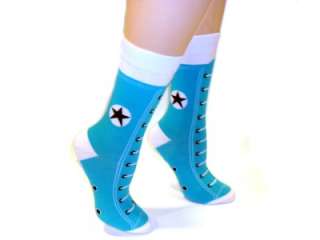 Blue n White Cute Shoe Design Sneaker Novelty Socks  