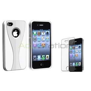 Silver/White 3 Piece Cup Shape Hard Case Cover+LCD Film Guard for 