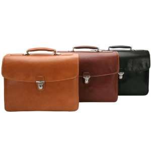    Laptop Double Gusset Brief in Cognac Tony Perotti Luxury Briefcases