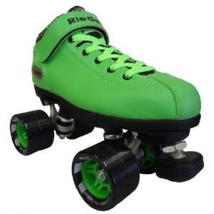   Green Boots with Black Dart Wheels & Green Hubs and Lime Green Laces