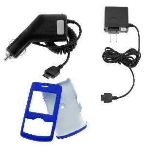 Blue Rubberized Case + Car Charger+ AC Charger for AT&T Samsung A767 