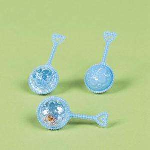 12 Pastel BABY BOY Blue RATTLES Dozen Shower Games Prizes Decorations 