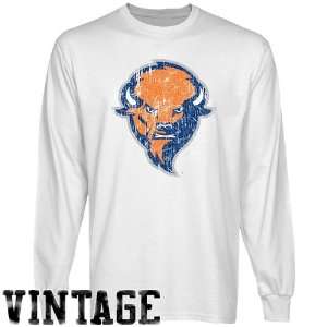  Bucknell Bison White Distressed Logo Vintage Long Sleeve T 