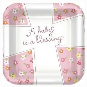  Blessed Baby Girl   Girl Baby Shower Plates   8 Square 