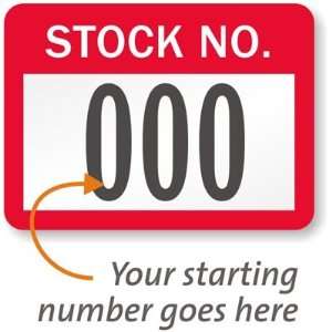 STOCK NO., with consecutive numbering Vinyl (with heavy adhesive), 1 