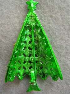 Vintage Mint MYLU Green Wash Christmas Tree Brooch Pin  
