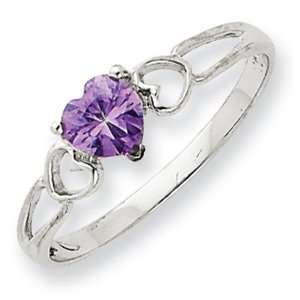 Amethyst Birthstone Ring in 14k White Gold