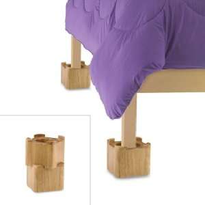  Blonde Wood Wooden Bed Risers Lifters Set of 4