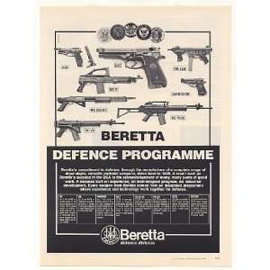 1987 Beretta Defence Weapons Guns Pistols Rifles Print Ad 