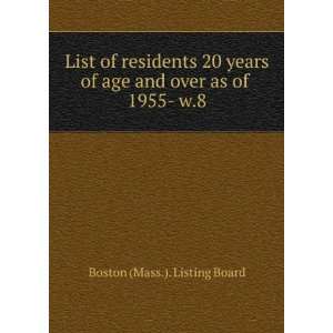  List of residents 20 years of age and over as of . 1955  w 
