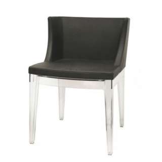 Black Leather Accent Chair Arcylic Base Ghost Chair  