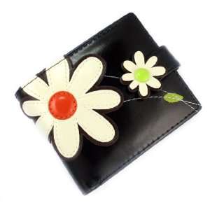  Compact Black ESPE Wallet with Flowers 