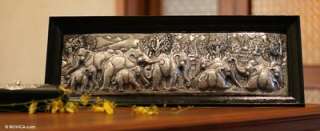 ELEPHANT MIGRATION Thai Artisan REPOUSSE WALL PANEL Sculpture ART 