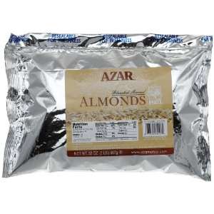 Azar Nut Company Almonds Blanched, Slivered Raw, 32 Ounce Resealable 