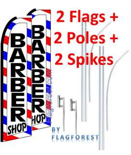   15 BARBER SHOP2 SWOOPER #1 FEATHER FLAGS KIT with poles+spikes  