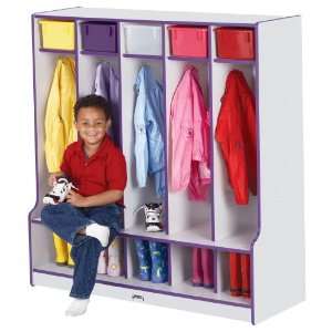  Coat Locker W/Step   5 Sections   Red   School & Play 