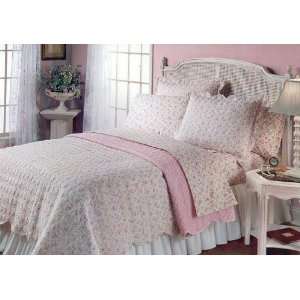  New Emily Chic Pink Rosebuds King Quilt Set