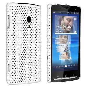  White Meshed Rear Snap on Rubber Hard Case + Clear 