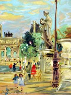   Tuileries Garden Signed Numbered Lithograph Artwork, Paris France