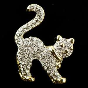  Crystal Cat Faberge Brooch, Faberge Brooches, Jewelry 